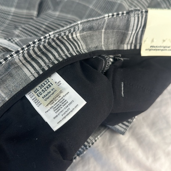 Slim Fit Stretch Black & White Plaid Trousers 36 x 32 - Picture 5 of 7